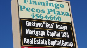 The sign for Gustavo Anaya's business in Las Vegas. The offices appeared closed in mid-March.