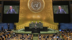 U.N. Secretary-General António Guterres addresses the United Nations General Assembly, July 28.