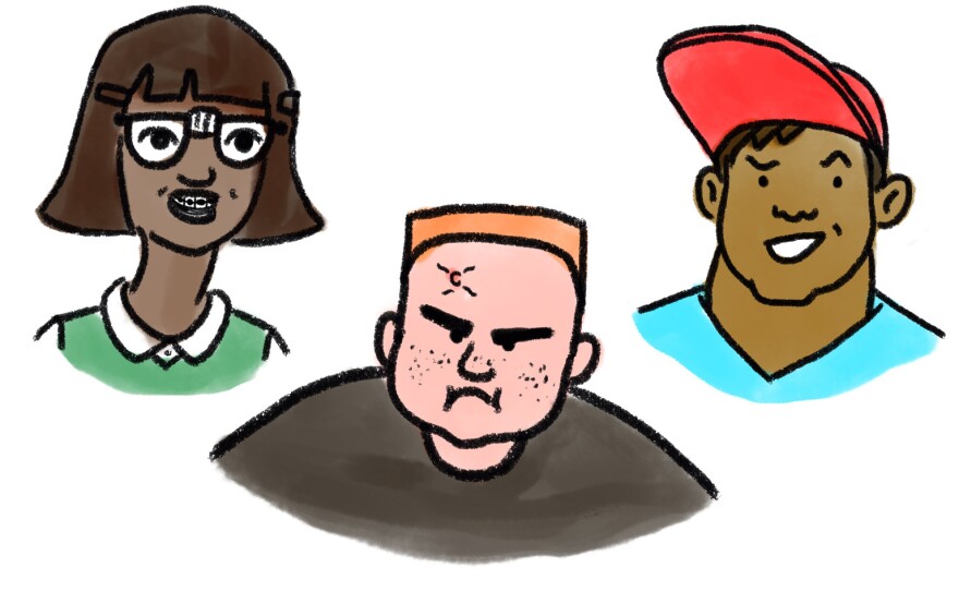 Middle school stereotypes: Nerd, Bully and Jock.