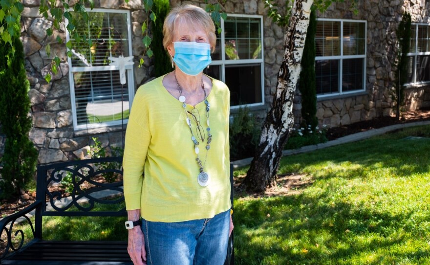 Resident Betty Johnson at Atria Senior Living in Grass Valley Thursday, July 30, 2020.
