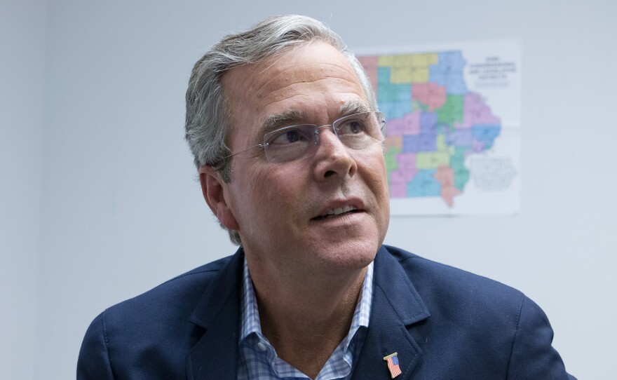 Former Florida Governor Jeb Bush in his West Des Moines presidential campaign office.