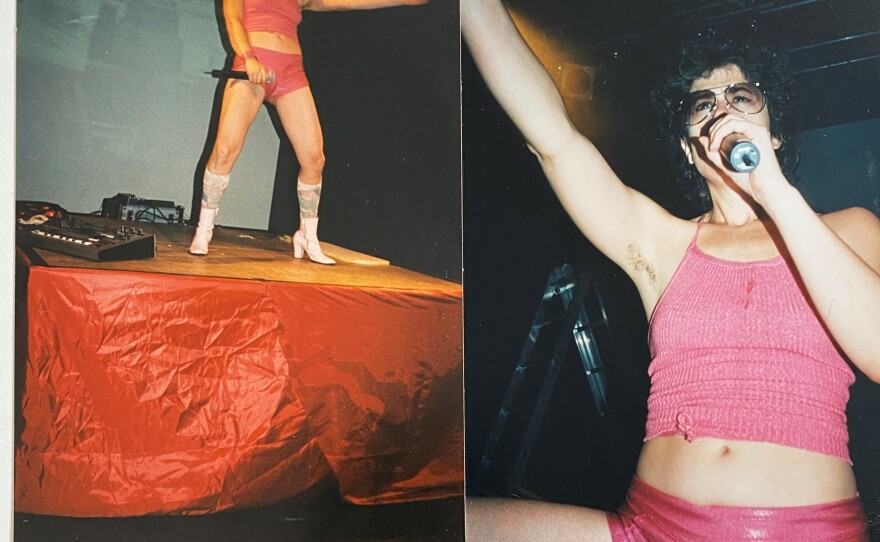 Peaches in concert circa 2000, in a pair of photos from the artist's personal collection.