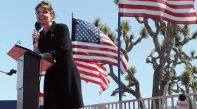 Sarah Palin speaks at a Tea Party rally in Searchlight, Nev., on Saturday. Thousands of Tea Party activists were in attendance.