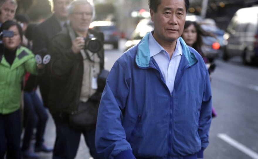 San Francisco state Sen. Leland Yee leaves the San Francisco Federal Building after he was arrested and released on bond, March 26, 2014.