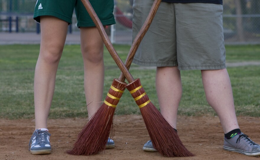 These Helix High Quidditch players have brooms modeled after the Harry Potter brooms.