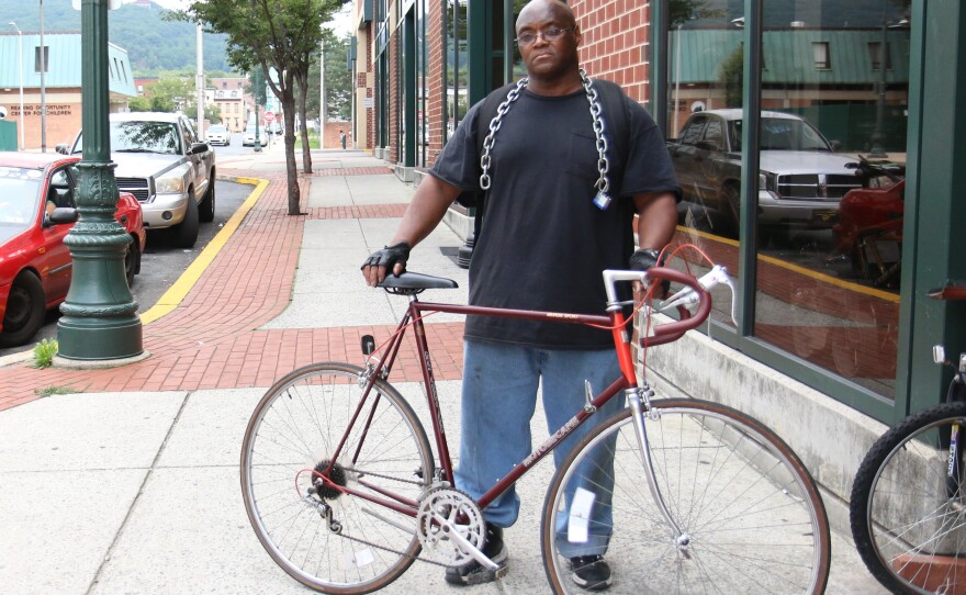 Harrison Walker, 54, lives in Reading and doesn't own a car, so he bikes everywhere.