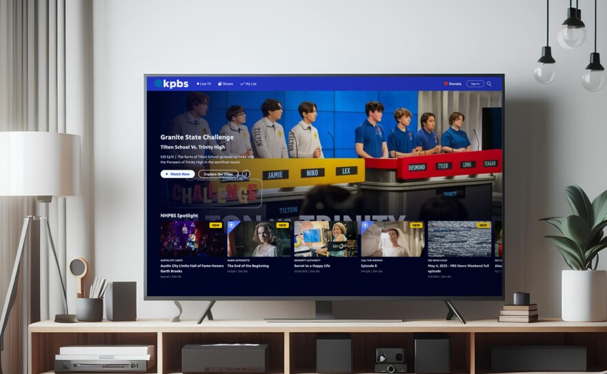 KPBS+ on display in a tv