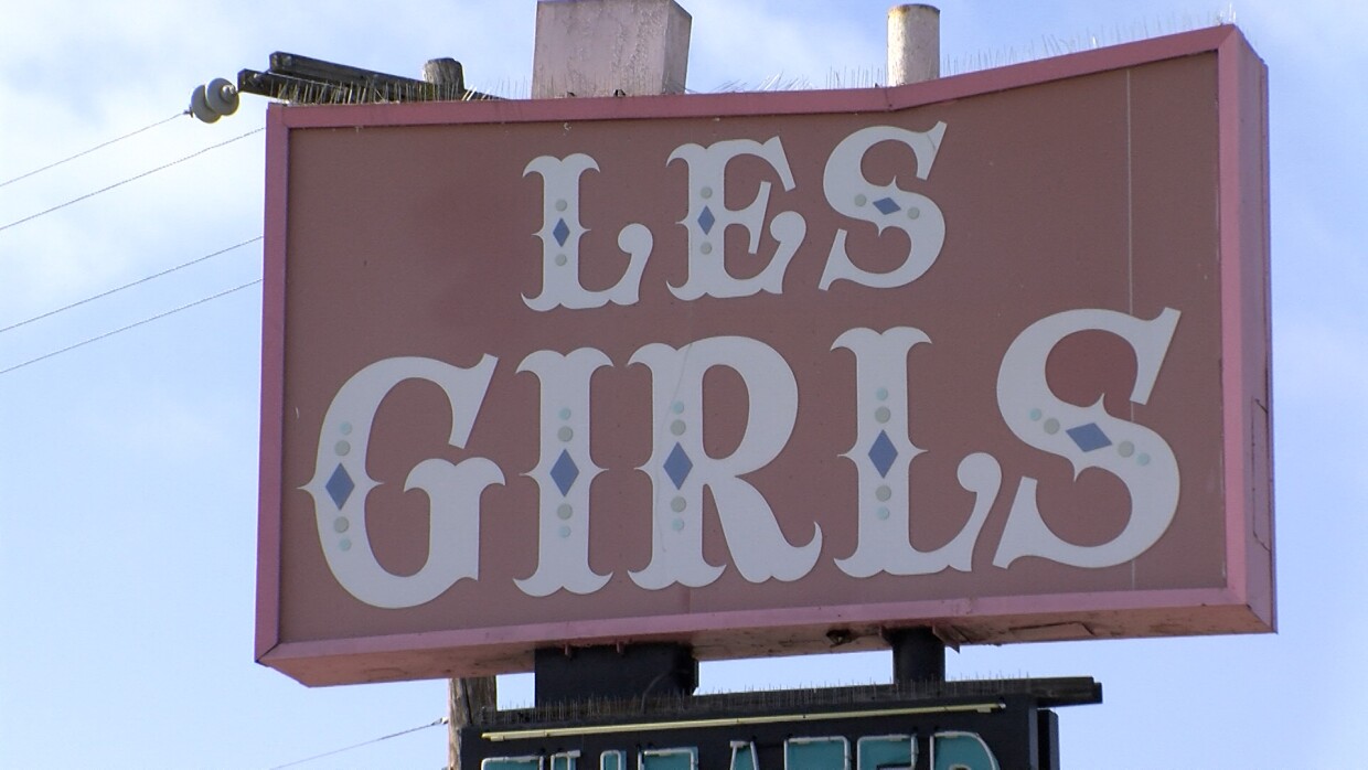 Les Girls' sign is shown in this photo taken June 12, 2019. San Diego, Calif. The theater is the only B.Y.O.V. (Bring Your Own Venue) at this year's San Diego International Fringe Festival and it brings with it a history of activism.