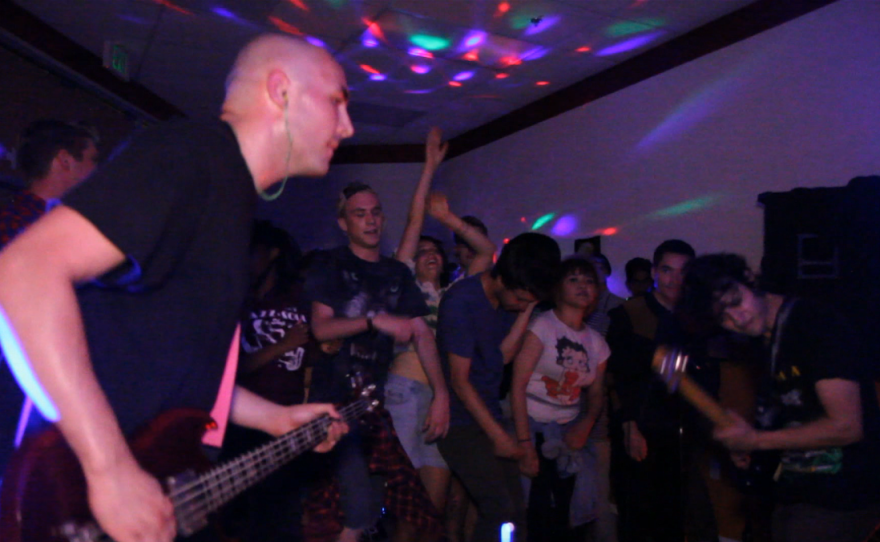 An empty strip mall storefront is one of the only places for young bands to play in Stockton, Calif.