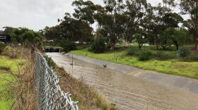 Water flowed through Chollas Creek after heavy rainfall, Dec. 23, 2019. 