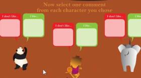 A screenshot from the Posterlet game: choosing negative or positive feedback.
