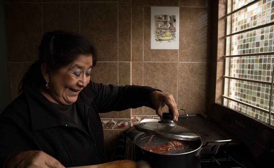 At home, Albino Quiroz's presence can still be felt in the kitchen, the favorite room of his wife, Maricela Peñaloza Flores — and a gift from her husband.