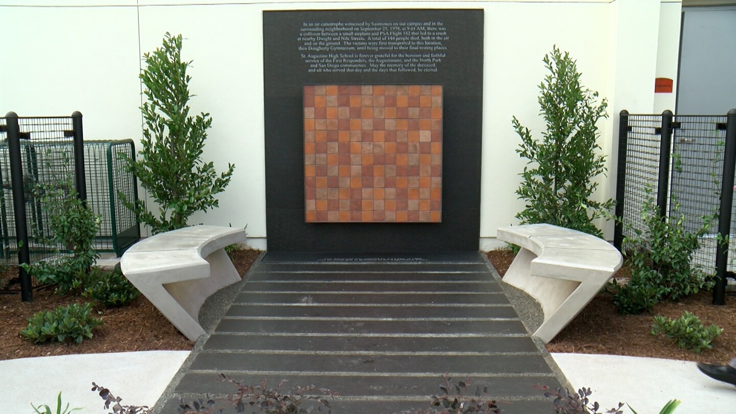 Another view of the new memorial at St. Augustine High School on Sept. 25, 2024.