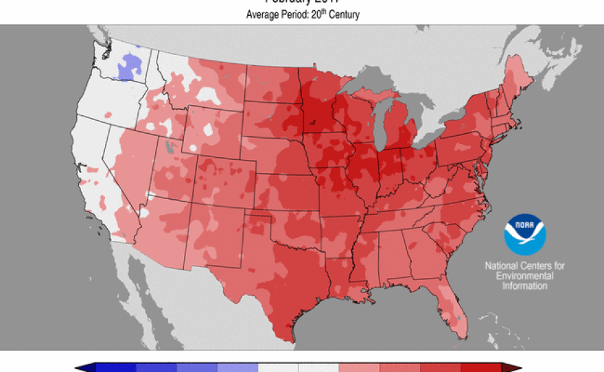 February 2017 was the second-warmest February on record, according to NOAA.