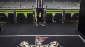 Ty Malugani posing at St. James Park, the stadium of Premier League team Newcastle United in Newcastle upon Tyne, England.