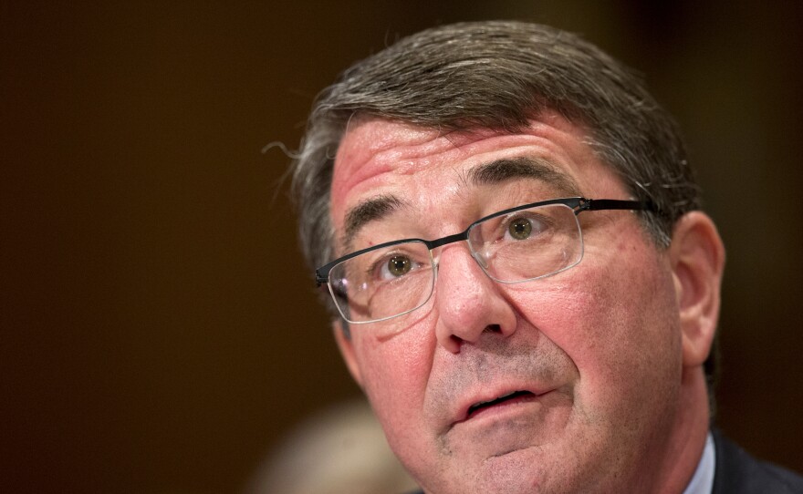 Defense Secretary Ash Carter testifies on Capitol Hill in Washington, earlier this month. In an interview on CNN today, Carter complained that Iraqi forces lacked "the will to fight" the self-declared Islamic State.