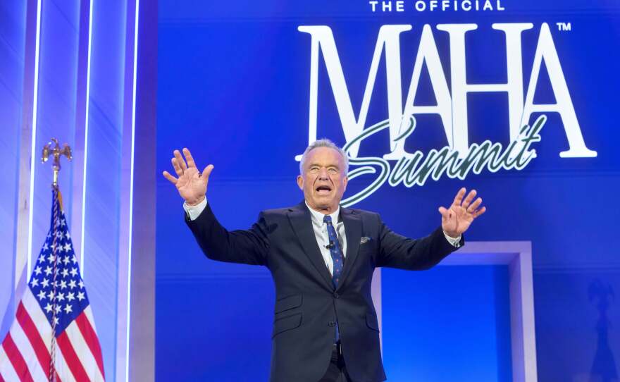 At a MAHA Institute event on Monday, Health Secretary Robert F. Kennedy Jr. announced plans to help people wean off antidepressants. Kennedy is pictured here arriving at another Make America Healthy Again event in November 2025.