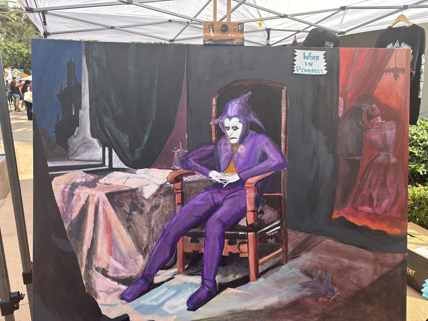 A work in progress painting by Chula Vista native, David Lopez, outside of Chula Vista City Hall on Sept. 27, 2025.
