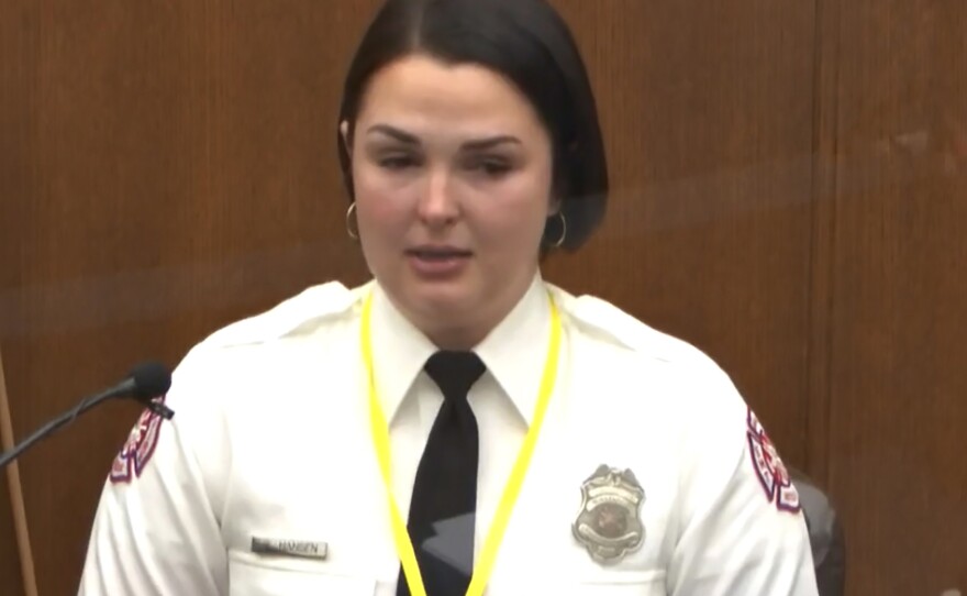 Minneapolis Firefighter Genevieve Hansen testifies Tuesday in the trial of former Minneapolis police Officer Derek Chauvin, in the May 25, 2020, death of George Floyd.