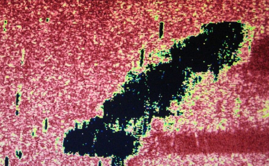 A sonar image shows the seafloor wreckage of the German ship HSK Kormoran. The discovery of the ship came 67 years after it sank during a battle in World War II.
