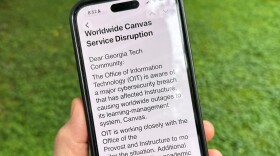 An image of a notice sent by Georgia Tech's information technology department warning users about the Canvas breach on Friday.