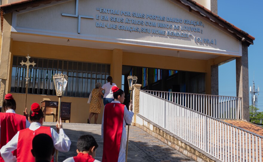 The start of Mass at Santa Luzia Church in the Honório Gurgel neighborhood of Rio de Janeiro on Dec. 9. Anitta started singing in the church's choir when she was 8 years old.