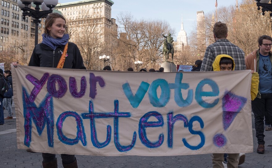 Supporters of Democratic presidential candidate Bernie Sanders rally in New York City on Jan. 30.