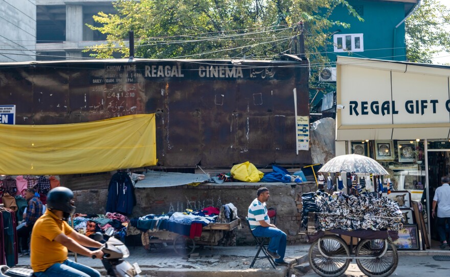 Regal Cinema, Kashmir's oldest movie theater, in Srinagar on Sept. 30. The theater closed in 1990. A shopping mall is scheduled to be built in its place.