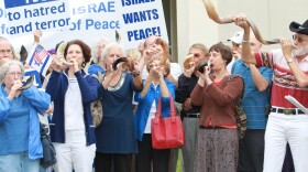 Members of the San Diego Israel Coalition blow Shofars on the eve of Rosh Hashanah to call out for a year of peace, at the Congregation Beth El in La Jolla on August 7, 2010. 