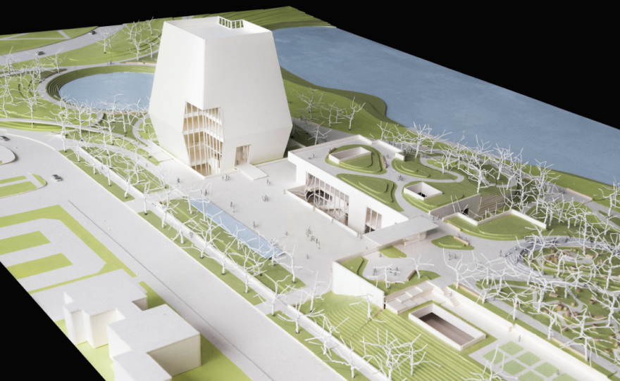 A three-dimensional model of the proposed Obama Presidential Center in Chicago.