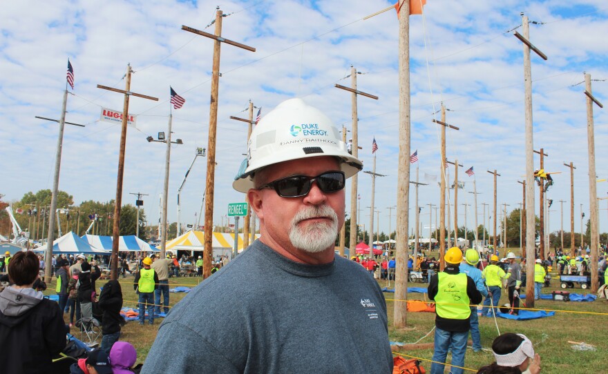 Danny Haithcock has been a lineman for 28 years. His great-grandfather, grandfather, younger brother and son have all, or currently do, work as linemen. He says 25-30 family members are in the business.
