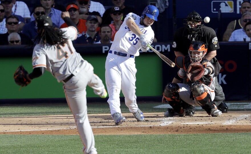 American League's Eric Hosmer of the Kansas City Royals hits a home run during the second inning of the MLB baseball All-Star Game at Petco Park, July 12, 2016. He was named the game's Most Valuable Player.