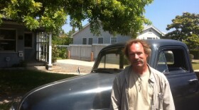 Drew Potocki stands next to his '55 Chevy pickup truck while on the job in Talmadge. Drew is the arborist for San Diego's utility undergrounding program, June 10, 2011. 