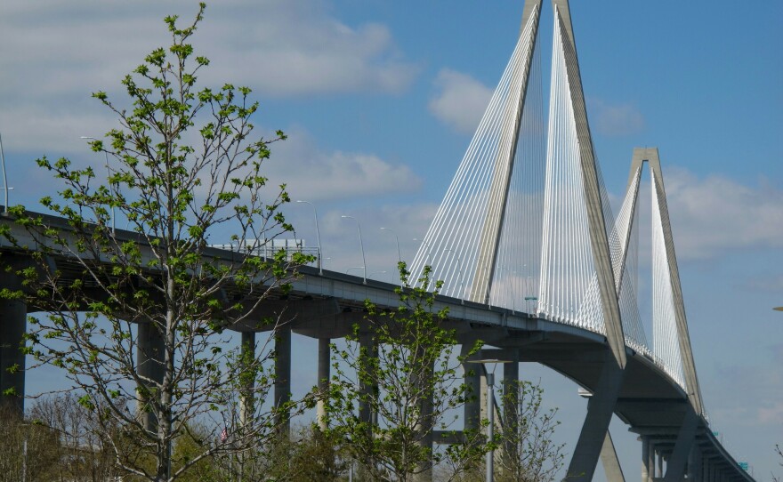 The Arthur Ravenel Jr. Bridge linking Mount Pleasant, S.C., and Charleston, S.C., is seen in this March 25, 2013, photograph. The bridge has a cable-stayed design.