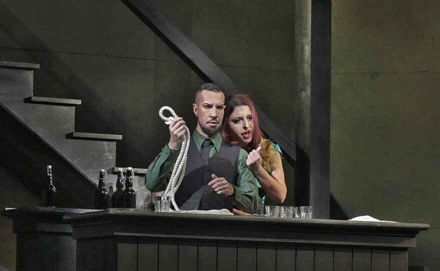 Andrea Mastroni as Sparafucile and Varduhi Abrahamyan as Maddalena in Verdi's "Rigoletto."