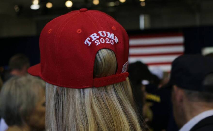 In this undated photo, supporters of President Trump wearing Trump 2020 campaign swag came out to Meadows Field Airport in Bakersfield, Calif.