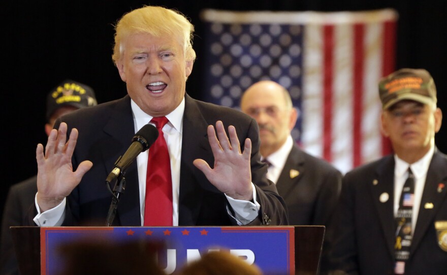 Republican presidential candidate Donald Trump answers questions during a news conference in New York, Tuesday, May 31, 2016.