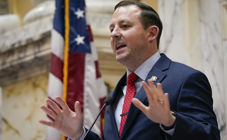 Maryland Senate President Bill Ferguson addresses the Senate chamber in 2024. He has opposed redistricting in his state even though other Democrats have called for it.