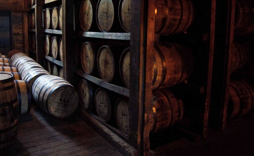 Aging bourbon at a distillery in Kentucky.