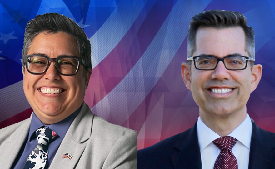 These undated photos show District 3 City Council candidates Stephen Whitburn and Toni Duran.