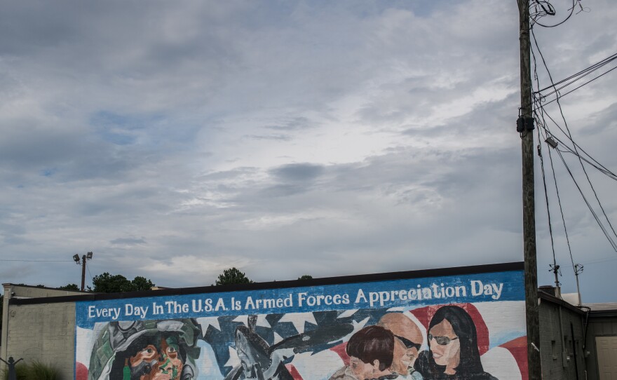 Students from Warner Robins High painted this mural celebrating the armed forces in 2010, updating the town's slogan, "Every Day In Middle Georgia Is U.S. Armed Forces Appreciation Day."