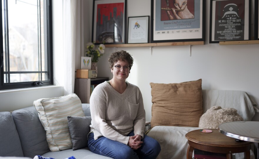 Sara Moran sold her condo in Houston and moved to Minneapolis. Her new apartment is next to a bakery and close to bike paths.