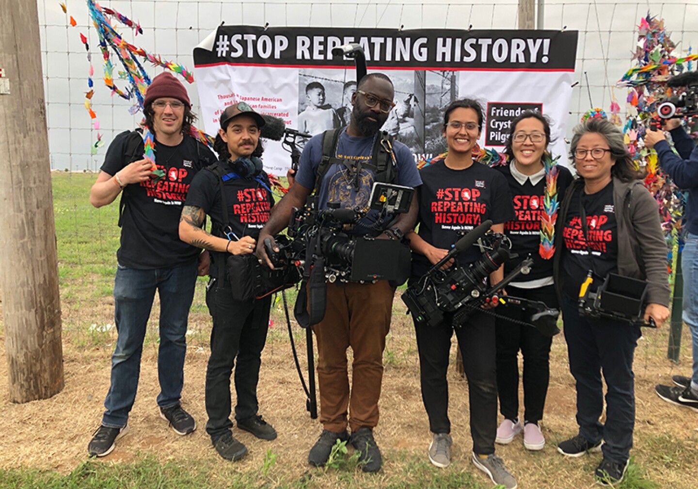 ASIAN AMERICANS production crew at Crystal City Texas Detention Center rally.