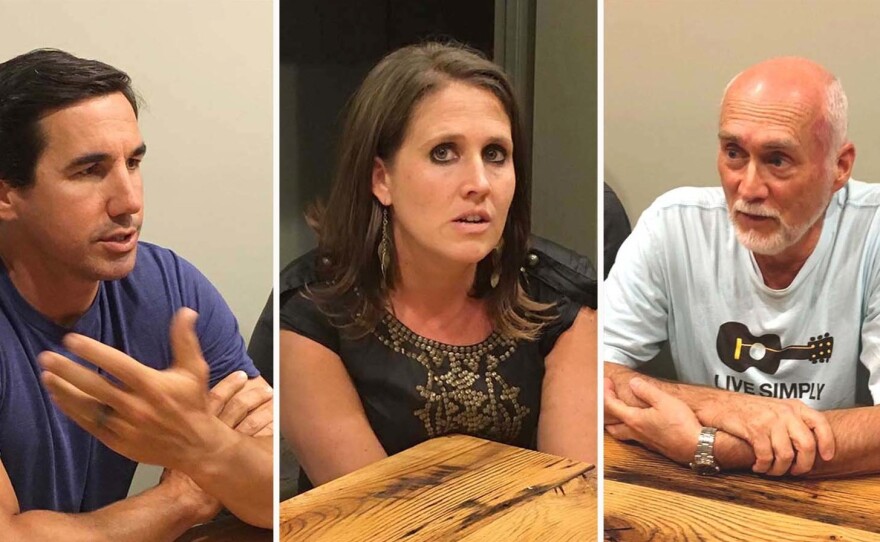 North Carolina voters (from left: David Cuthbert, Kristine Martin and Jack Lawrence) and members of the The Heart congregation, a church in Boone, N.C., all described their Christian beliefs as central to their lives.