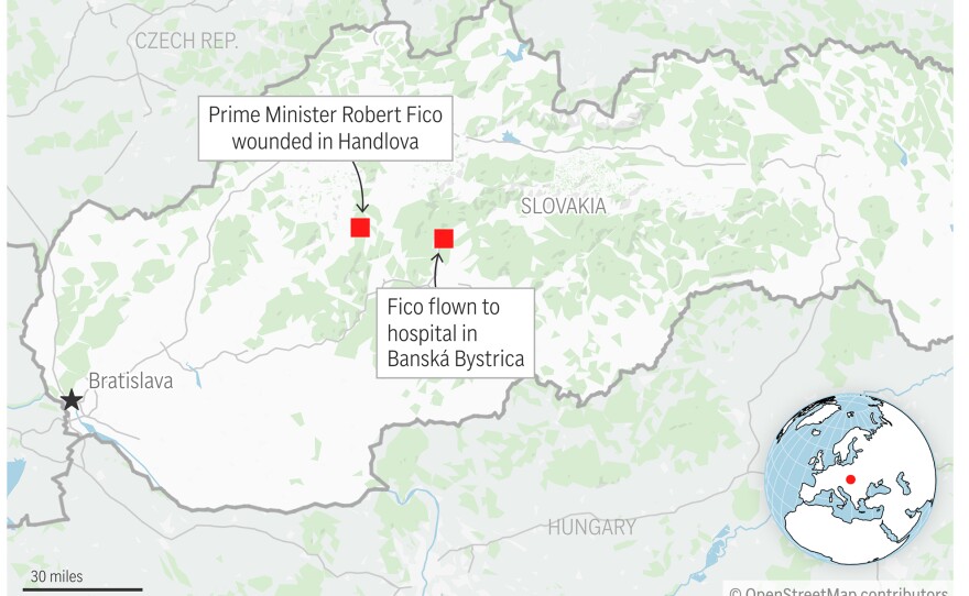 Slovakia's prime minister was attacked by an armed assailant and hospitalized Wednesday.