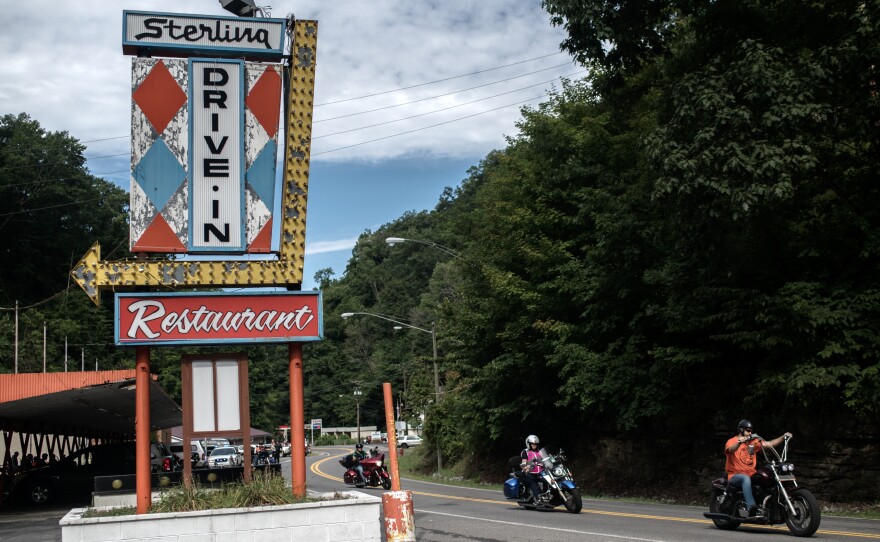 View of the Sterling Drive-in Restaurant. Only a few restaurants and businesses are still running. A couple of years ago, the closest Walmart shut down, and now there's hardly anywhere locals can buy fresh produce.