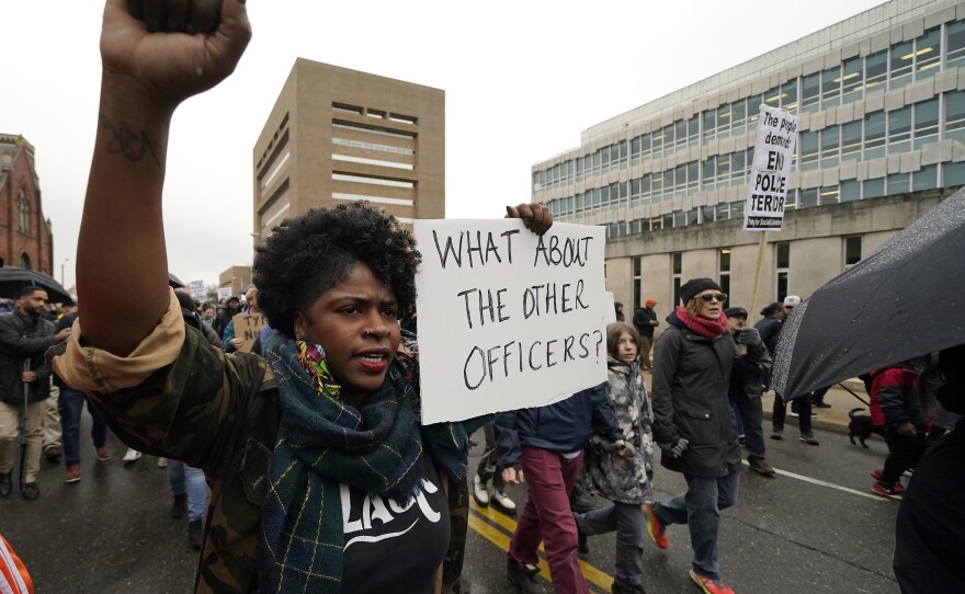 Protesters march Saturday, Jan. 28, 2023, in Memphis, Tenn., over the death of Tyre Nichols, who died after being beaten by Memphis police.