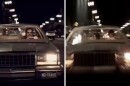 A still from an FBI promotional video (left) bears a strong resemblance to the opening shot of the original 1994 music video for the Beastie Boy's "Sabotage" (right). NPR found at least six examples where shots in the FBI video matched those in music video. Experts say the most likely explanation is that AI-was used to re-create the shots.