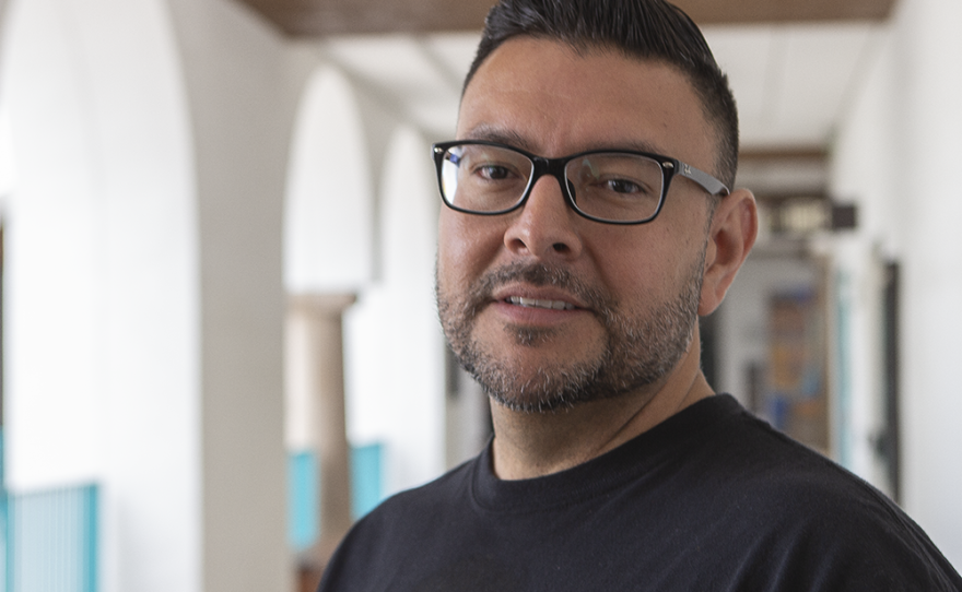 Nathian Rodriguez, an SDSU media studies professor who teaches in the Professional Studies and Fine Arts building, spoke at an April 3, 2019, forum on a campus roofing project that sickened staff and students who used the building.