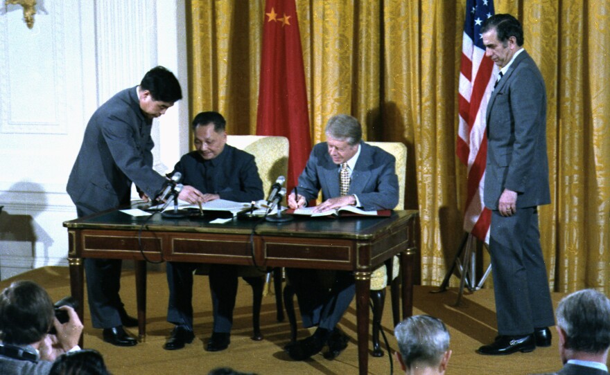 Deng Xiaoping and President Carter sign diplomatic agreements between the United States and China on Jan. 31, 1979.